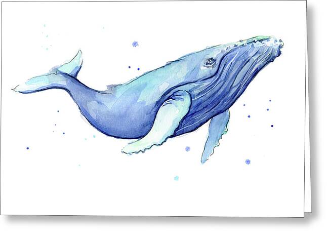 Humpback Whale Greetings Card  Holiday wishes  whale watercolour art  Birthday card